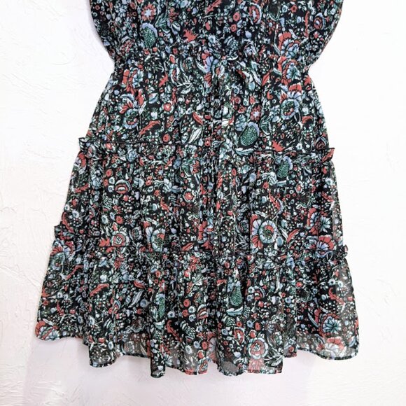 Rebecca Minkoff Tiered Floral Dress Womens S Ollie Dark Romantic Mini A Line - Picture 5 of 7